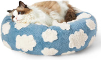 Lesure Calming Donut Cat Bed – Modern Round Plush Pet Bed for Cats & Small Dogs, Anti-Slip & Shaggy Jacquard 2