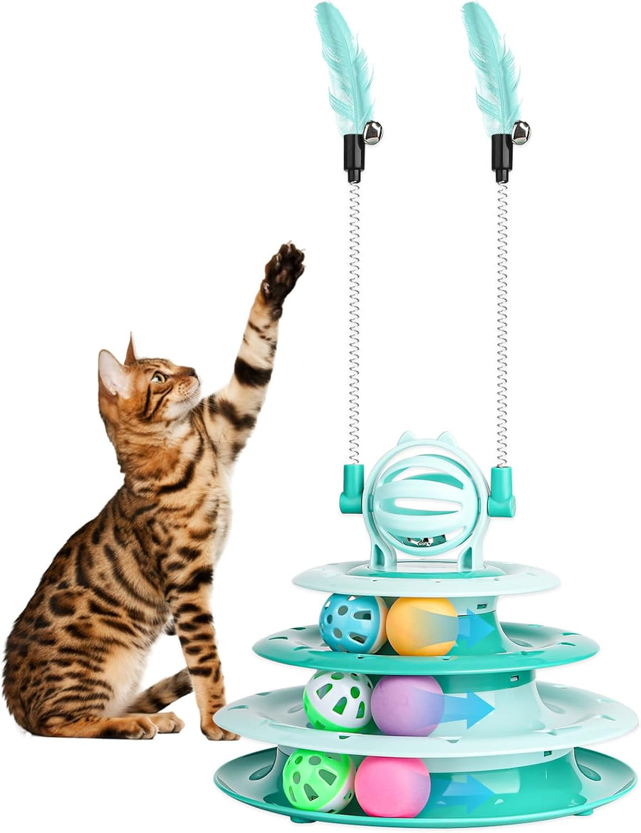 Interactive Cat Toy – 4-Tier Puzzle Ball & Teaser